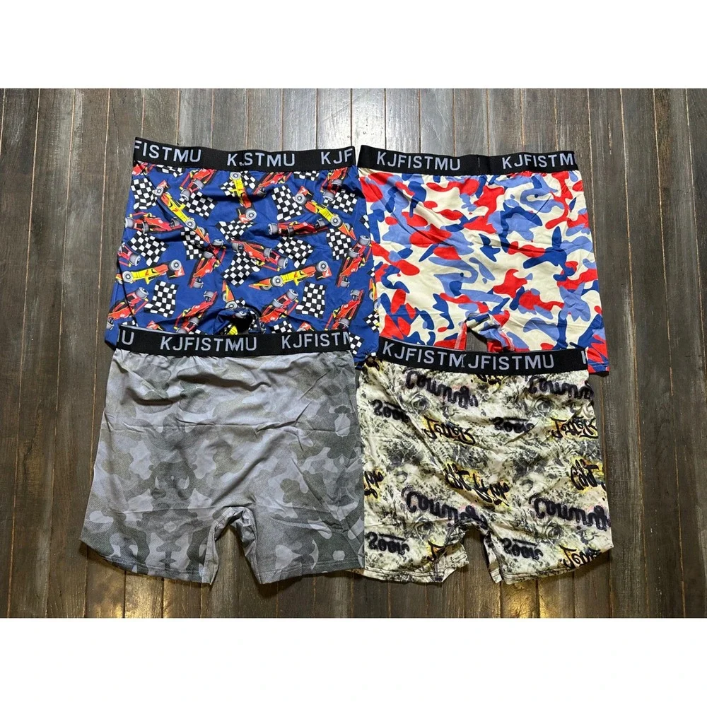 KJFISTMU Mens Boxer Briefs 4-Pack Camo Racing Graffiti Multi-Color